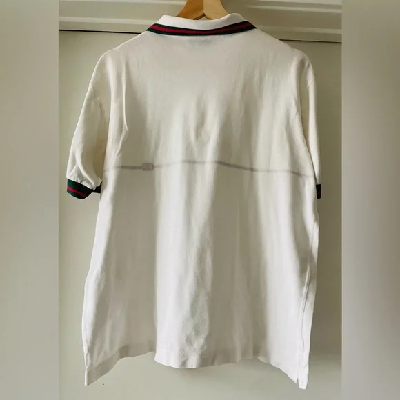 GUCCI Vintage White Polo Shirt With Classic Gucci Logo - Picture 5 of 11